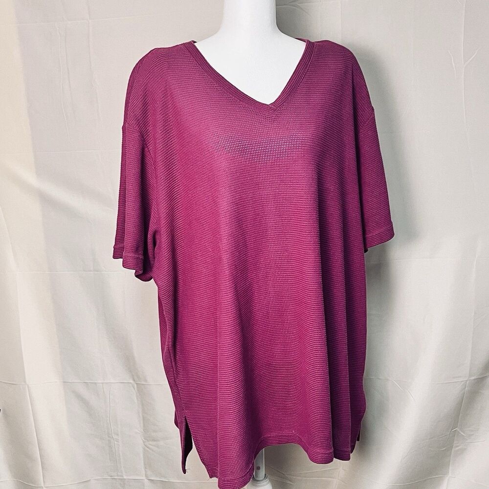 Vintage Capistrano Essentials 2X (26-28) Magenta Textured Knit Tunic Top Taiwan